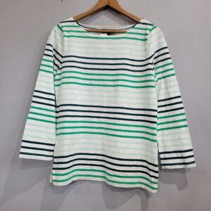 J.CREW GREEN STRIPED BOATNECK TOP WOMEN'S SIZE XS NWT